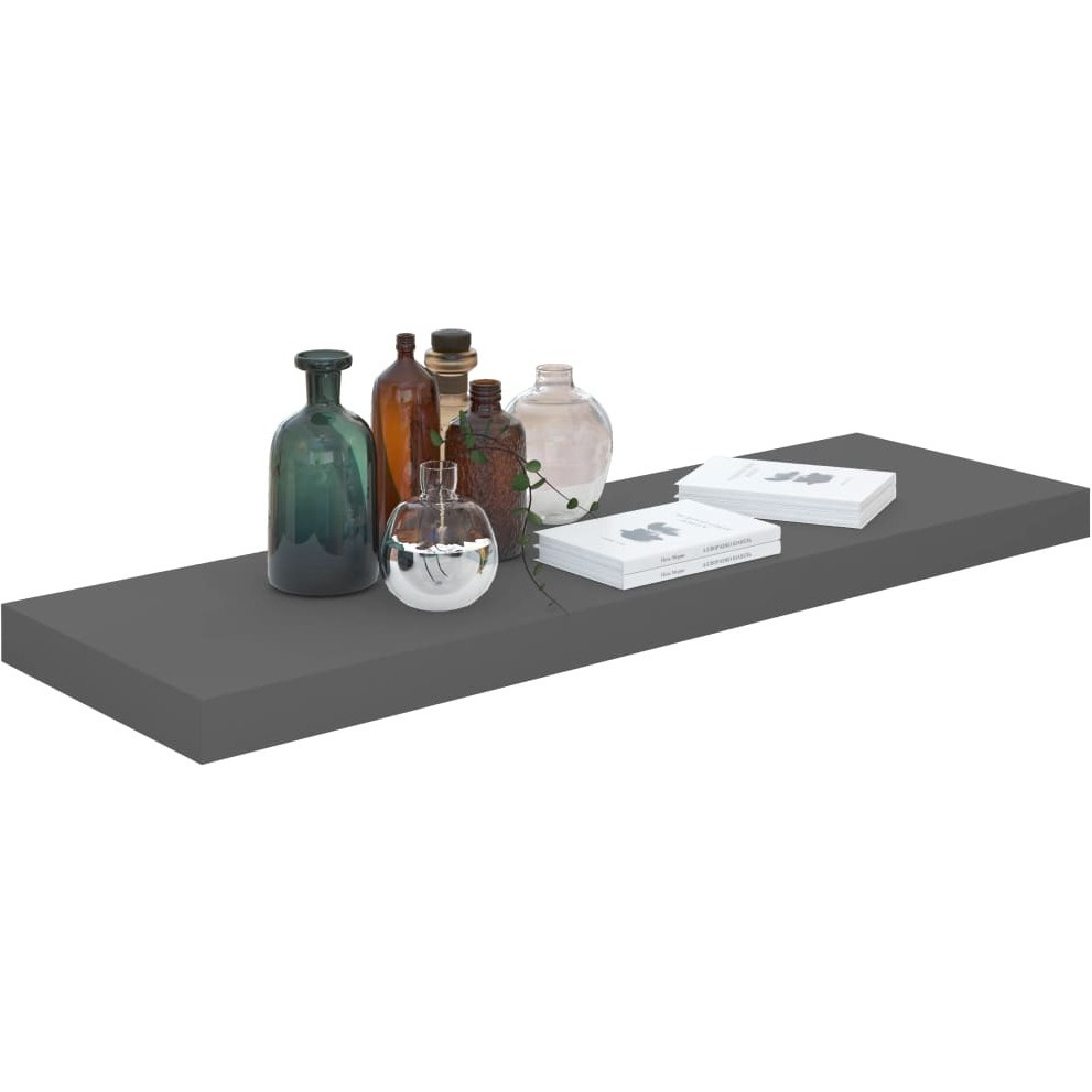 vidaXL Floating Wall Shelf High Gloss Gray 31.5&quotx9.3&quotx1.5" MDF