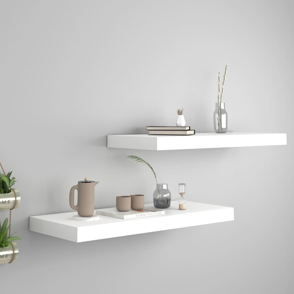 vidaXL Floating Wall Shelves 2 pcs White 23.6&quotx9.3&quotx1.5" MDF