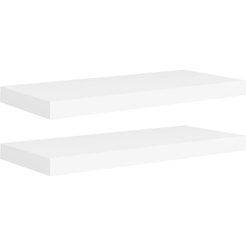 vidaXL Floating Wall Shelves 2 pcs White 23.6&quotx9.3&quotx1.5" MDF