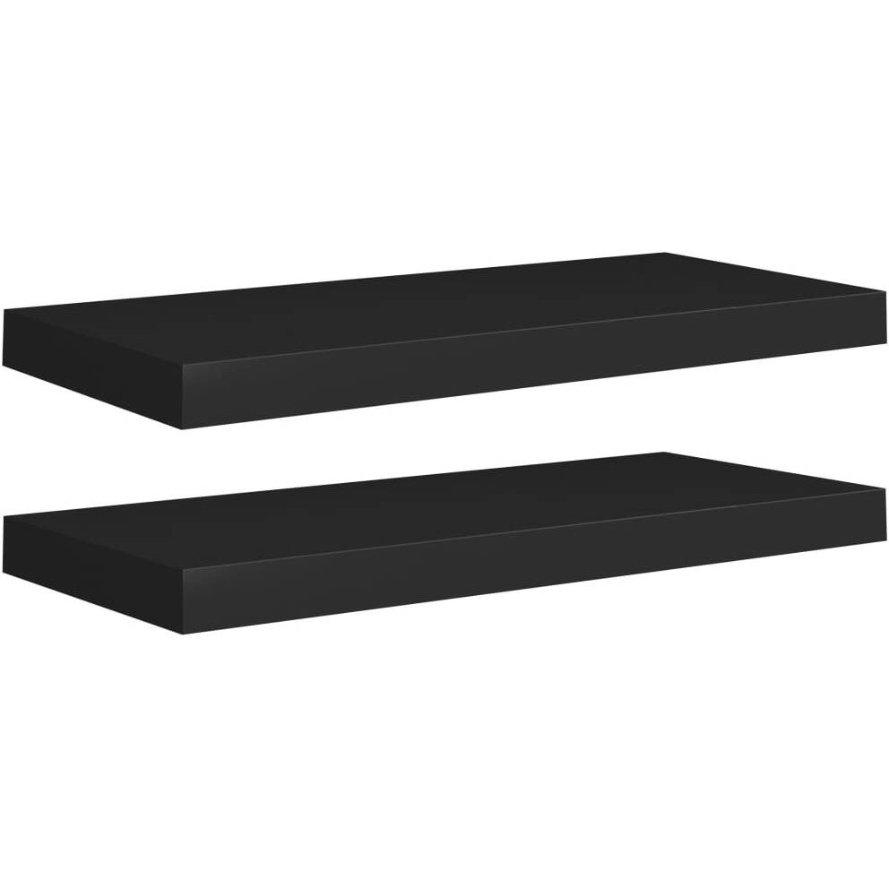 vidaXL Floating Wall Shelves 2 pcs Black 23.6&quotx9.3&quotx1.5" MDF