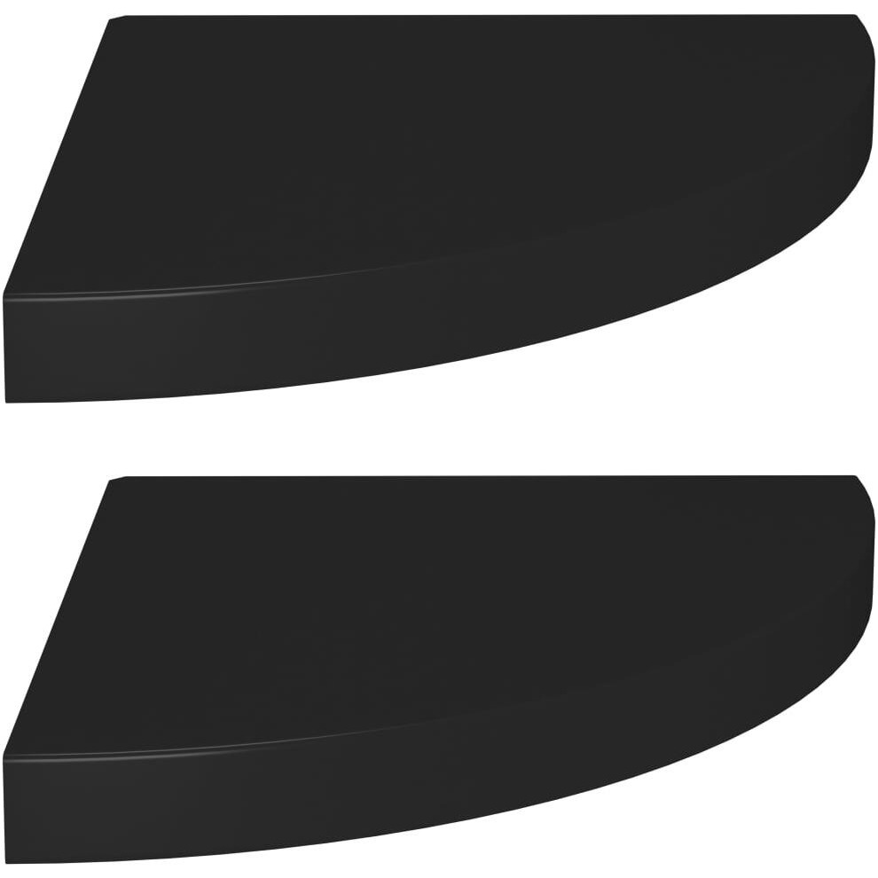 vidaXL Floating Corner Shelves 2 pcs Black 13.8&quotx13.8&quotx1.5" MDF