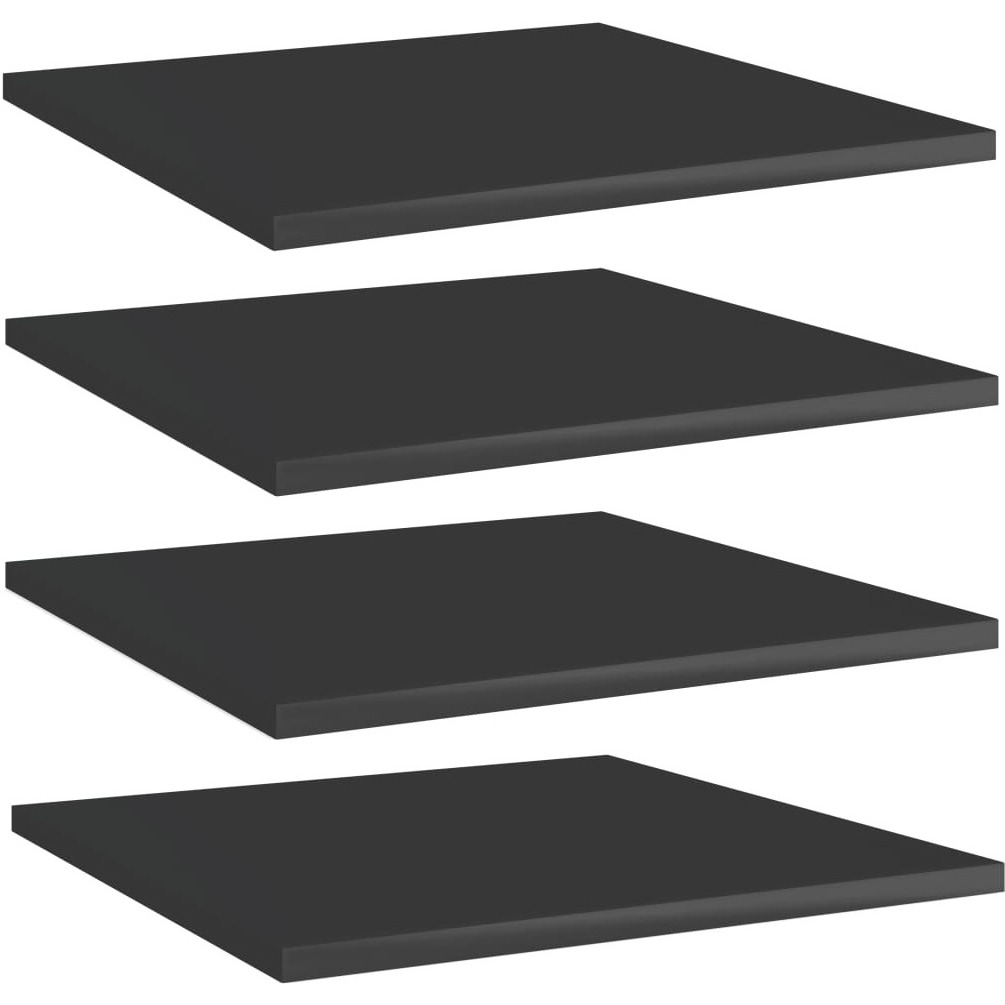vidaXL Bookshelf Boards 4 pcs High Gloss Black 15.7&quotx15.7&quotx0.6" Engineered Wood