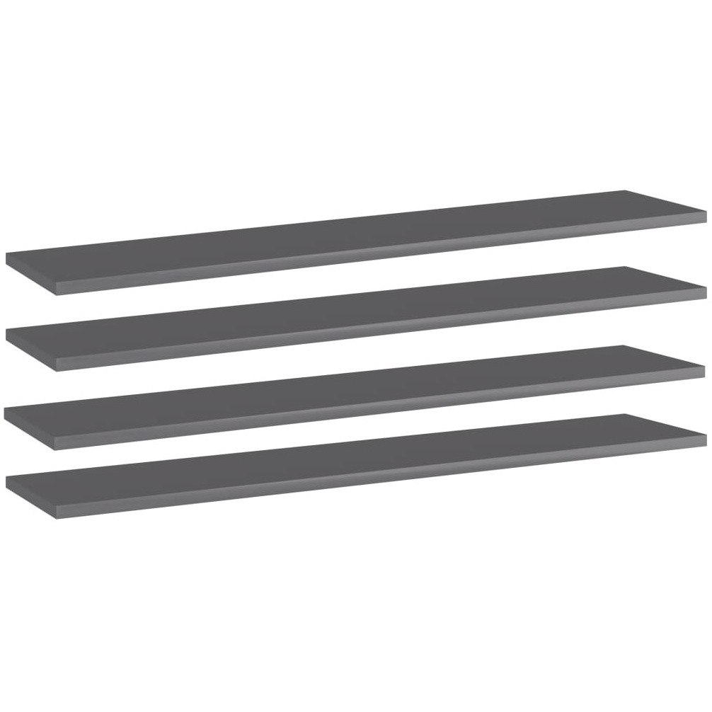 vidaXL Bookshelf Boards 4 pcs High Gloss Gray 39.4&quotx7.9&quotx0.6" Engineered Wood