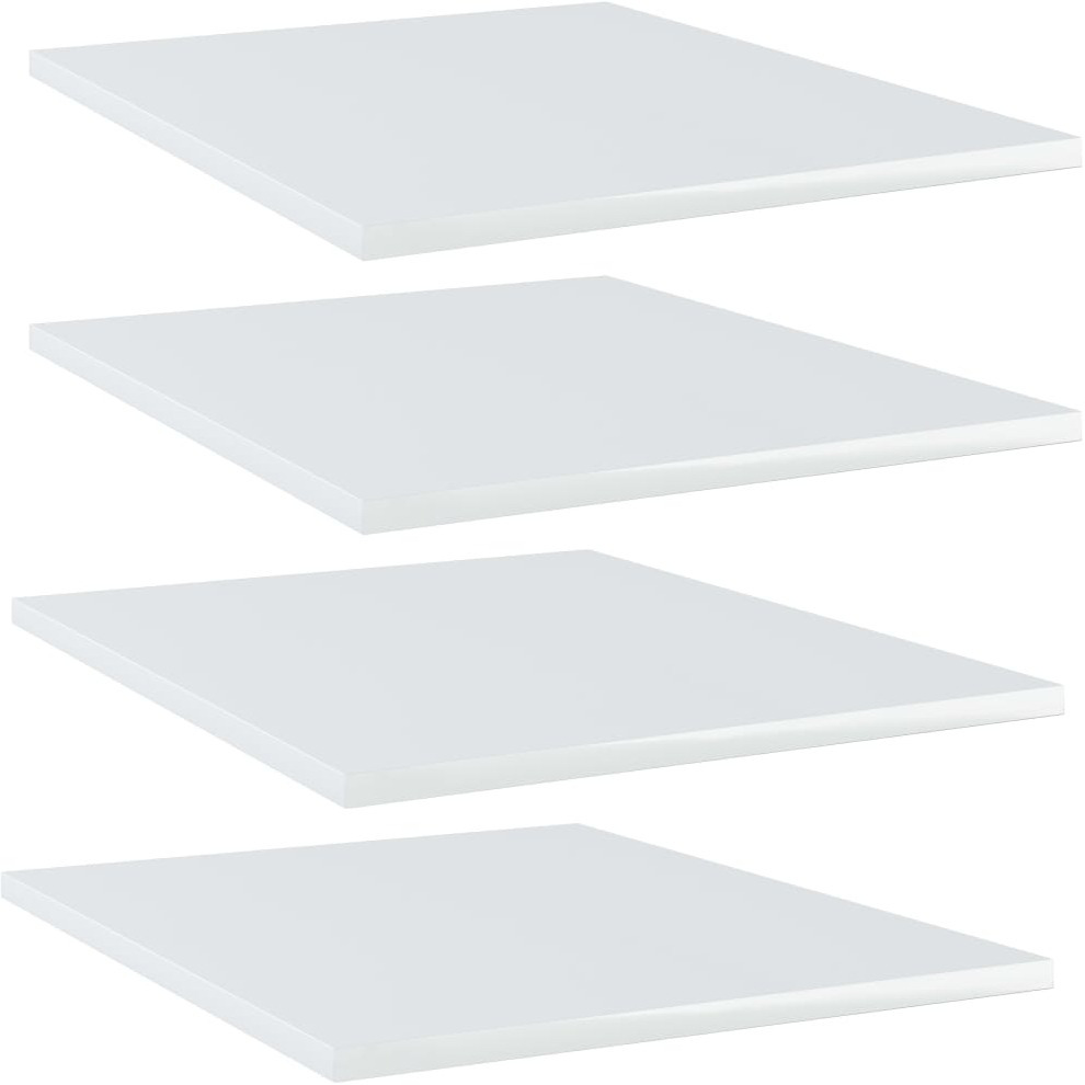 vidaXL Bookshelf Boards 4 pcs High Gloss White 15.7&quotx19.7&quotx0.6" Engineered Wood