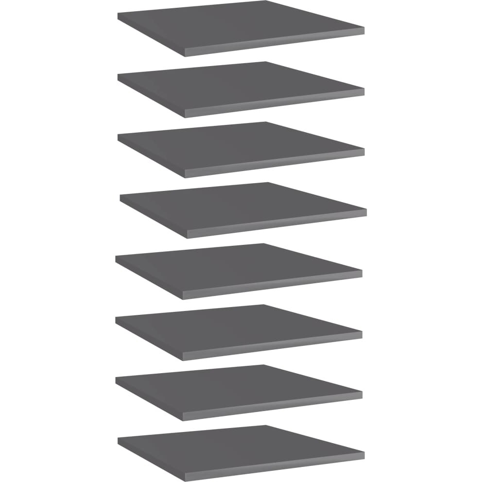 vidaXL Bookshelf Boards 8 pcs High Gloss Gray 15.7&quotx15.7&quotx0.6" Engineered Wood