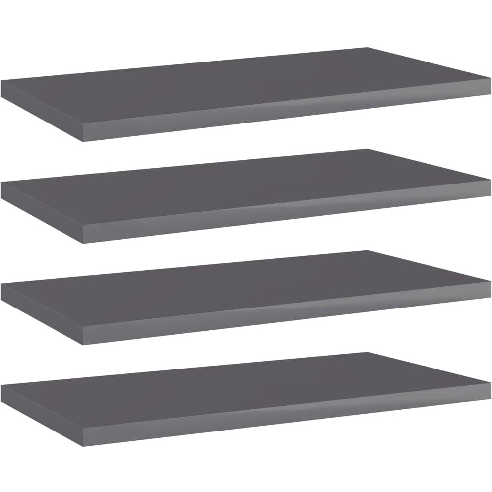 vidaXL Bookshelf Boards 4 pcs High Gloss Gray 15.7&quotx7.9&quotx0.6" Engineered Wood