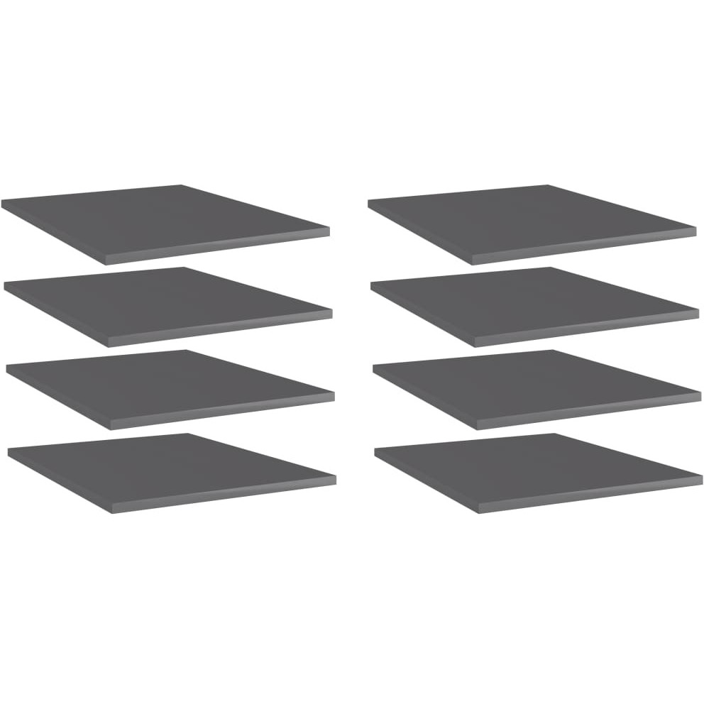 vidaXL Bookshelf Boards 8 pcs High Gloss Gray 15.7&quotx19.7&quotx0.6" Engineered Wood