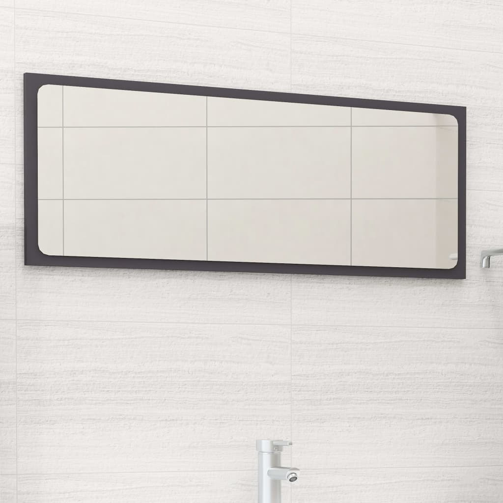 vidaXL Bathroom Mirror Gray 35.4&quotx0.6&quotx14.6" Engineered Wood