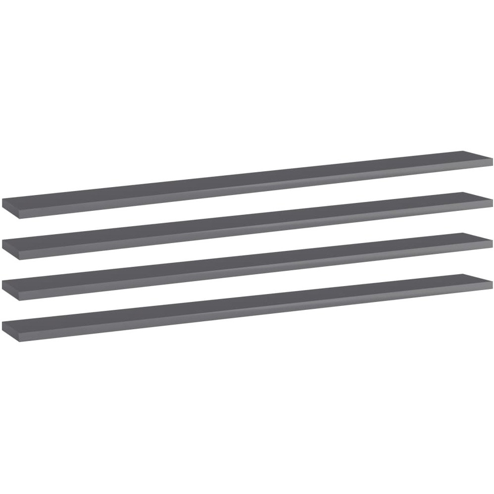 vidaXL Bookshelf Boards 4 pcs High Gloss Gray 39.4&quotx3.9&quotx0.6" Engineered Wood