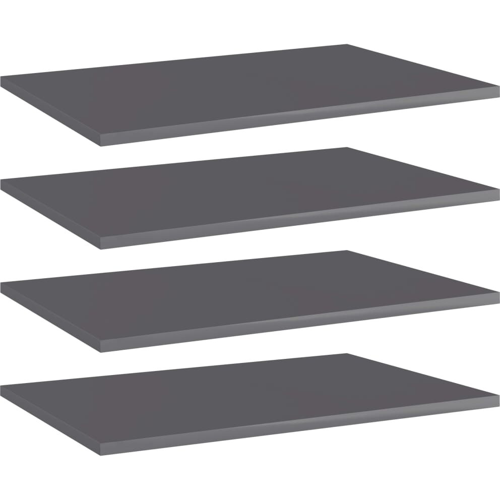 vidaXL Bookshelf Boards 4 pcs High Gloss Gray 23.6&quotx15.7&quotx0.6" Engineered Wood