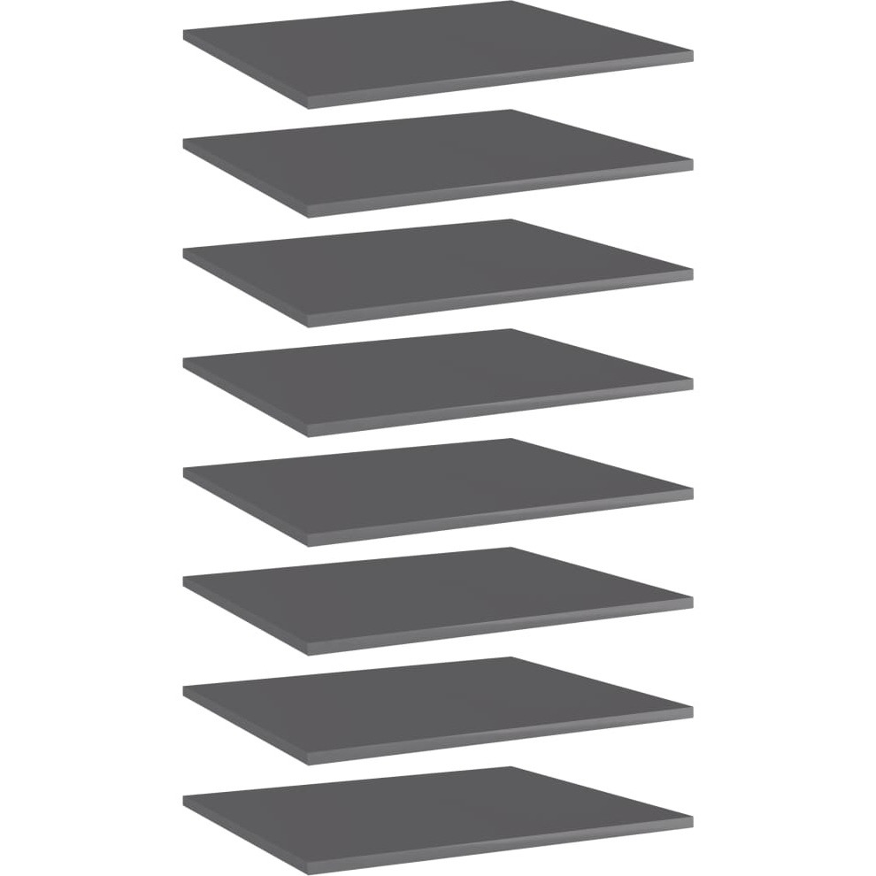 vidaXL Bookshelf Boards 8 pcs High Gloss Gray 23.6&quotx19.7&quotx0.6" Engineered Wood