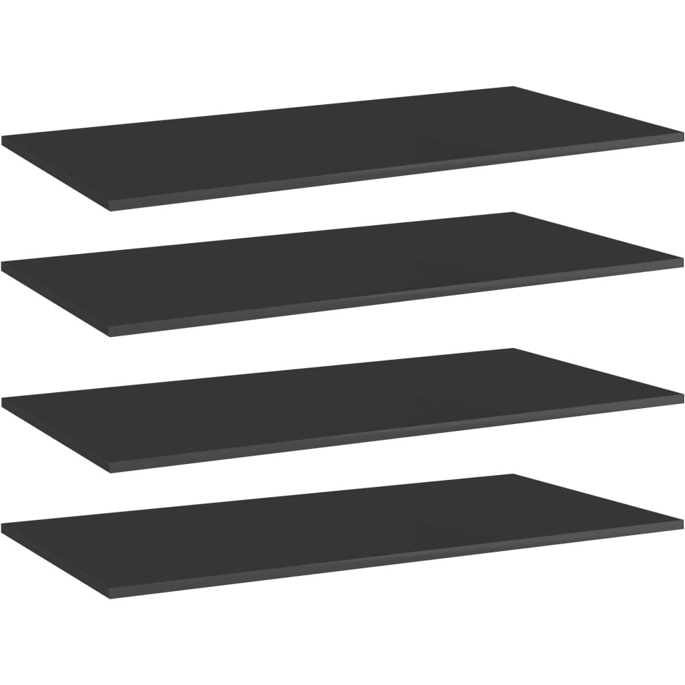 vidaXL Bookshelf Boards 4 pcs High Gloss Black 39.4&quotx19.7&quotx0.6" Engineered Wood