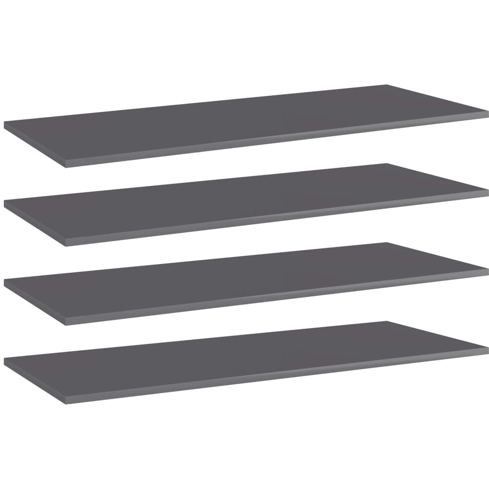 vidaXL Bookshelf Boards 4 pcs High Gloss Gray 39.4&quotx15.7&quotx0.6" Engineered Wood