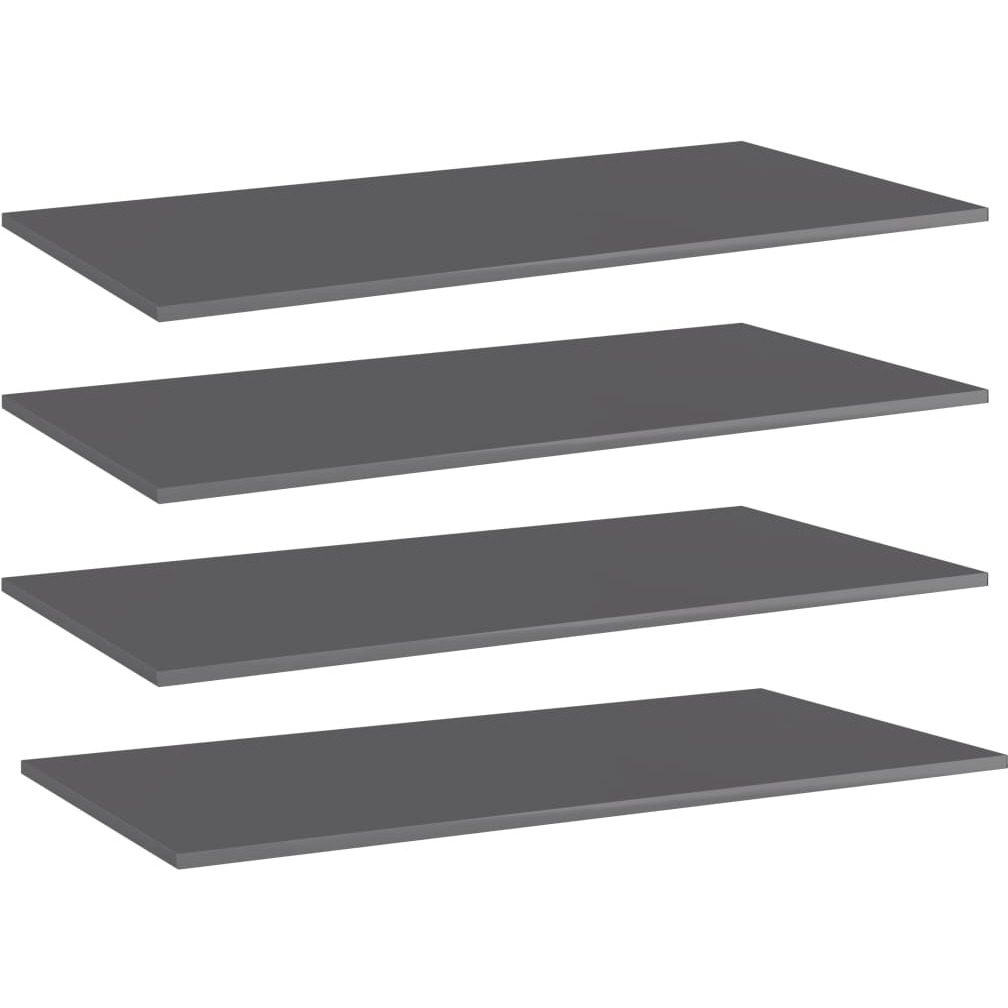 vidaXL Bookshelf Boards 4 pcs High Gloss Gray 31.5&quotx7.9&quotx0.6" Engineered Wood