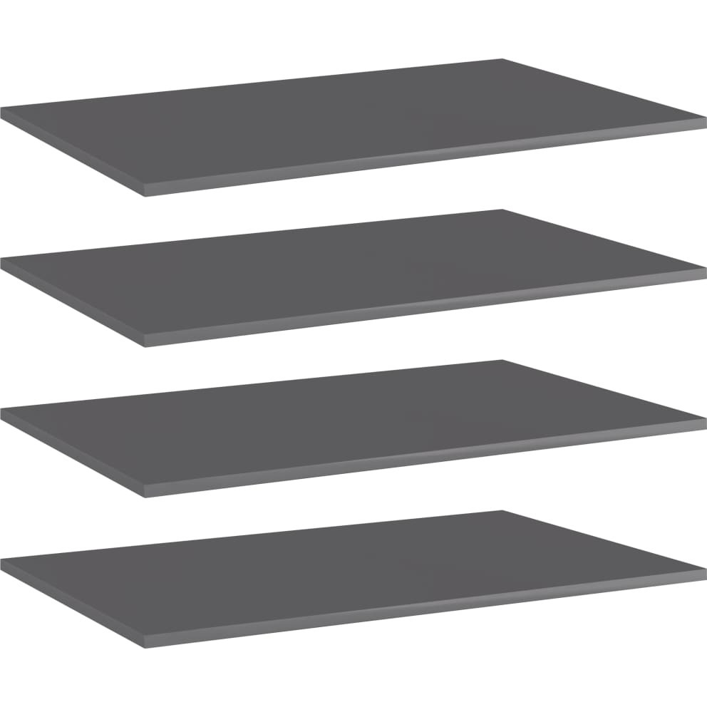 vidaXL Bookshelf Boards 4 pcs High Gloss Gray 31.5&quotx19.7&quotx0.6" Engineered Wood