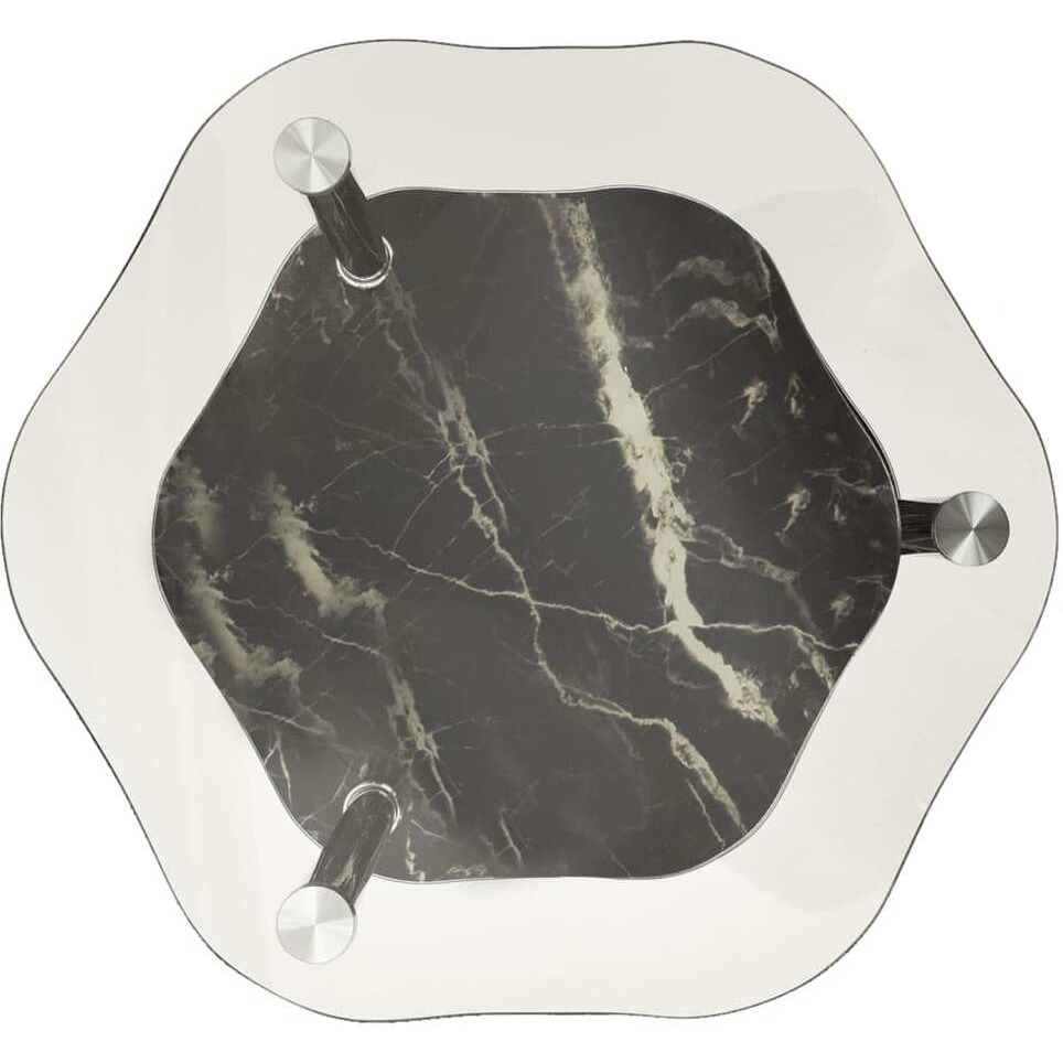 vidaXL 2-Tier Side Table Transparent & Black 15&quotx15&quotx19.7" Tempered Glass