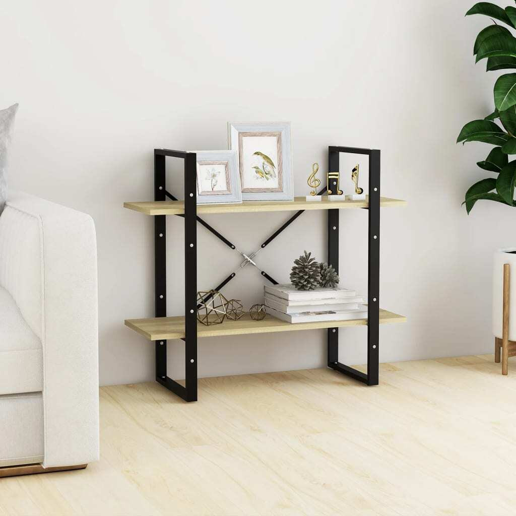vidaXL 2-Tier Book Cabinet Sonoma Oak 31.5&quotx11.8&quotx27.6" Engineered Wood