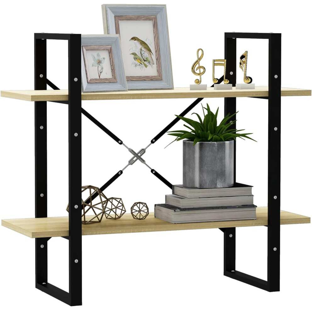 vidaXL 2-Tier Book Cabinet Sonoma Oak 31.5&quotx11.8&quotx27.6" Engineered Wood
