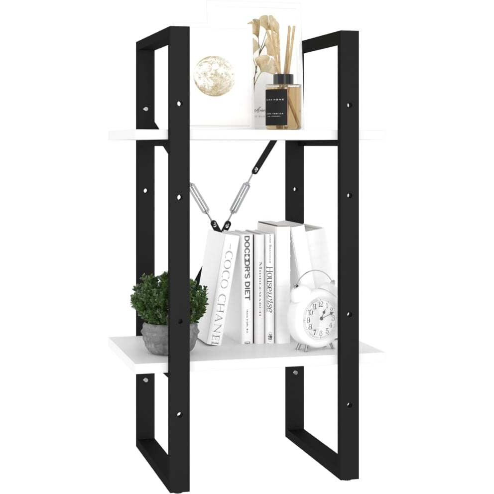 vidaXL 2-Tier Book Cabinet White 15.7&quotx11.8&quotx27.6" Engineered Wood