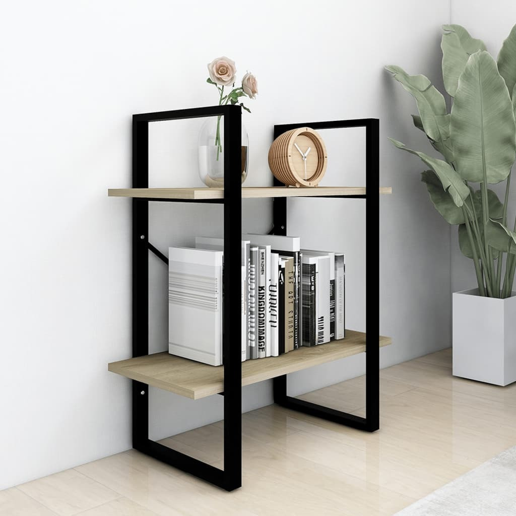 vidaXL 2-Tier Book Cabinet Sonoma Oak 23.6&quotx11.8&quotx27.6" Engineered Wood