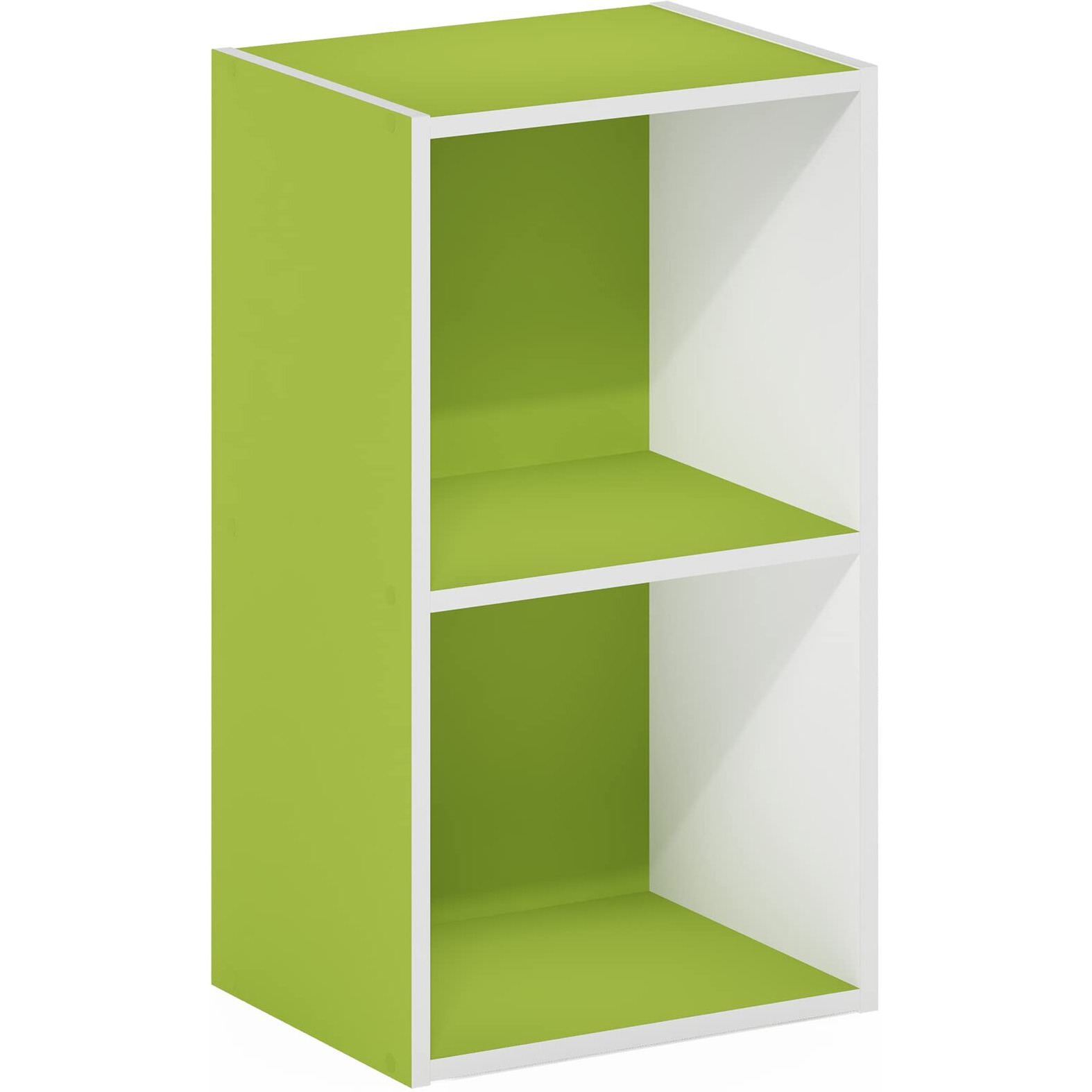 Furinno Pasir 2-Tier Open Shelf Bookcase, Green/White