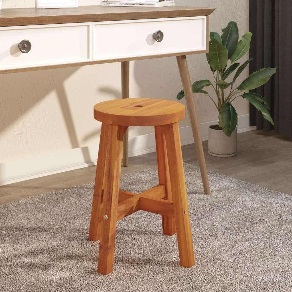vidaXL Stool Brown 15&quotx15&quotx17.7" Round Solid Wood Acacia