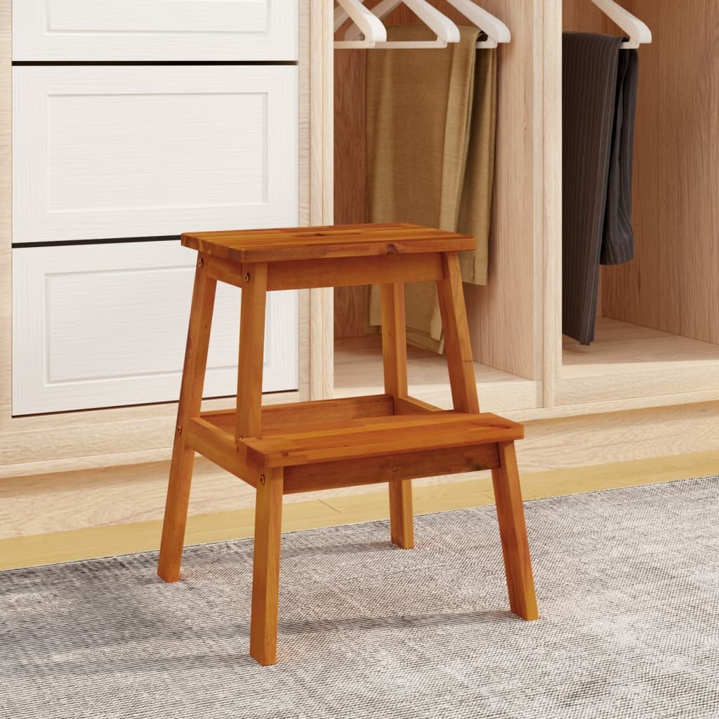 vidaXL 2 Step Stool 15.7&quotx15&quotx19.7" Solid Wood Acacia