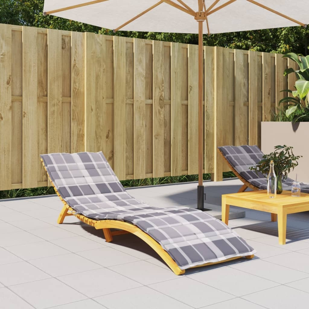 vidaXL Sun Lounger Cushion Gray Check Pattern 78.7&quotx23.6&quotx1.2" Oxford Fabric