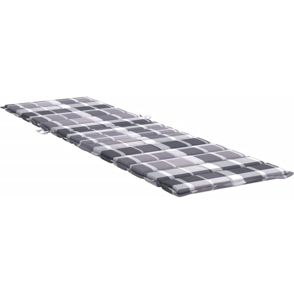 vidaXL Sun Lounger Cushion Gray Check Pattern 78.7&quotx23.6&quotx1.2" Oxford Fabric