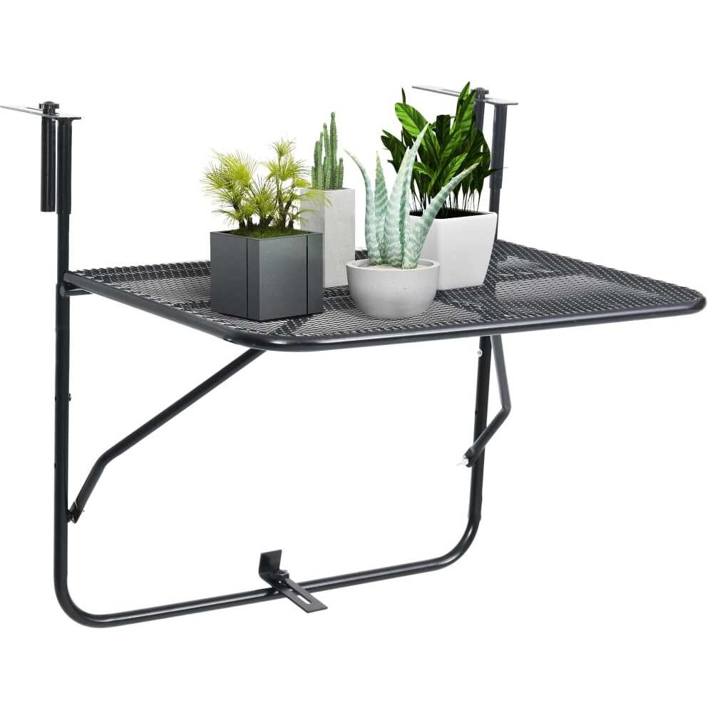 vidaXL Balcony Table Black 23.6&quotx15.7" Steel
