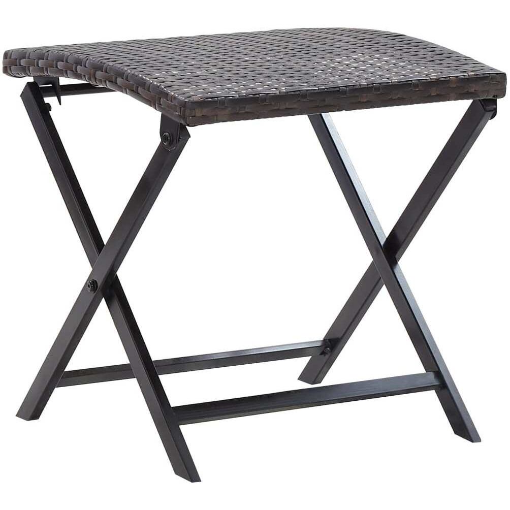 vidaXL Folding Stool Poly Rattan Brown