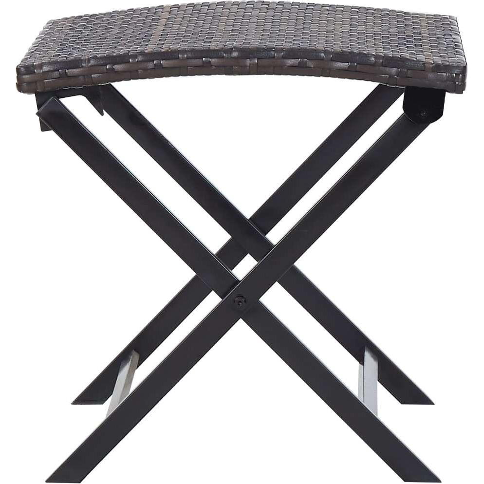 vidaXL Folding Stool Poly Rattan Brown