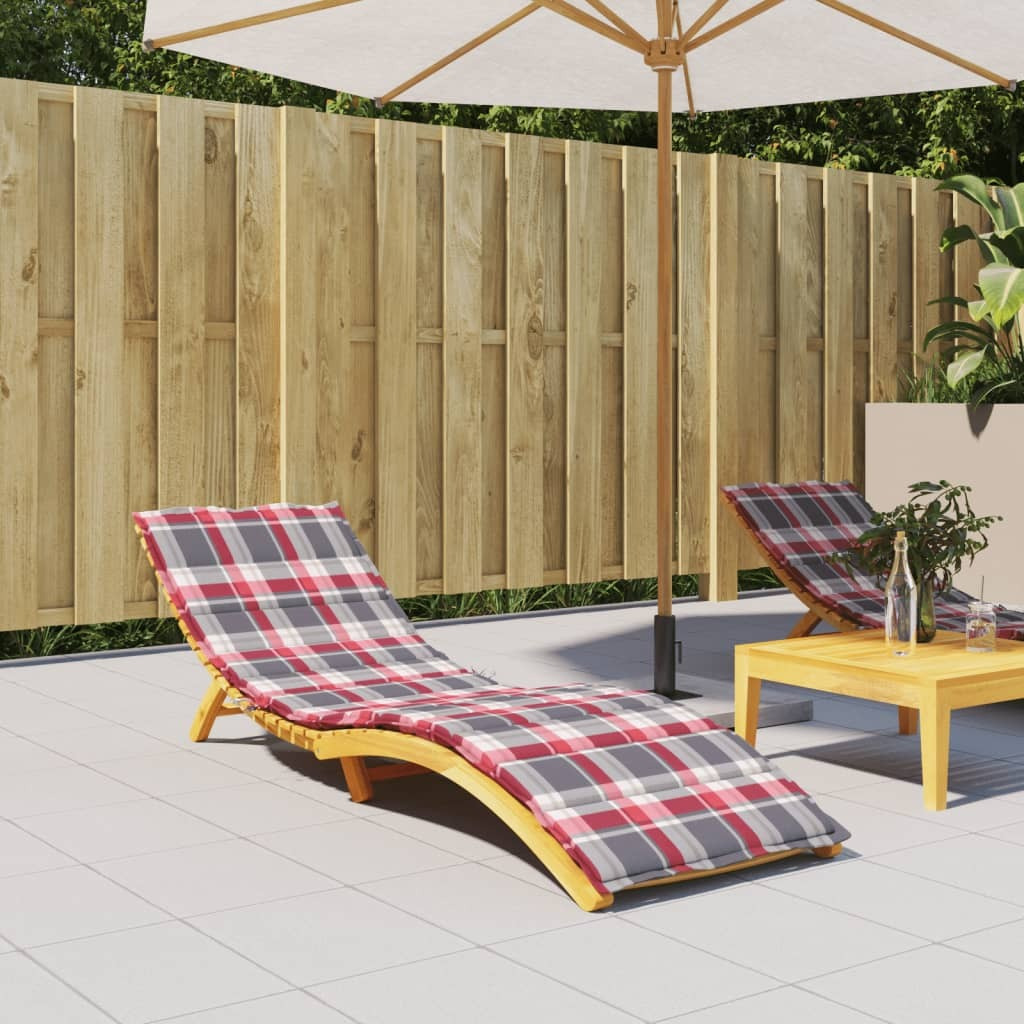 vidaXL Sun Lounger Cushion Red Check Pattern 78.7&quotx23.6&quotx1.2" Oxford Fabric