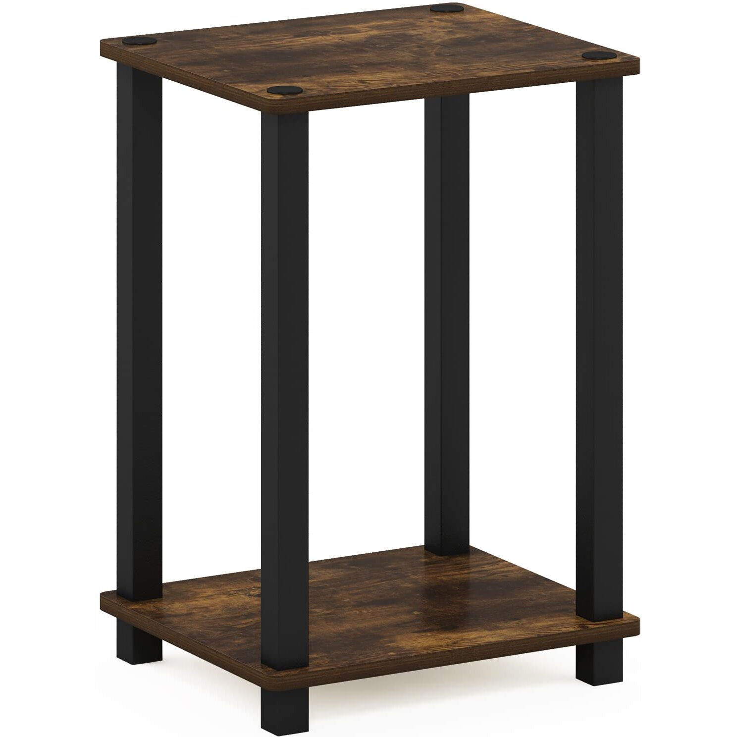 Simplistic End Table, Small, Set of 2, Amber Pine/Black