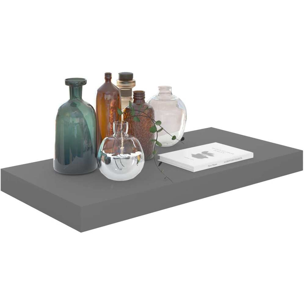 vidaXL Floating Wall Shelf High Gloss Gray 19.7&quotx9.1&quotx1.5" MDF