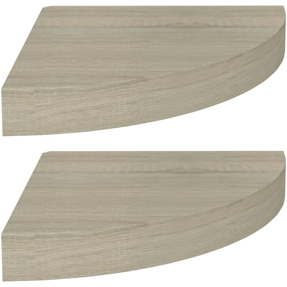vidaXL Floating Corner Shelves 2 pcs Oak 9.8&quotx9.8&quotx1.5" MDF