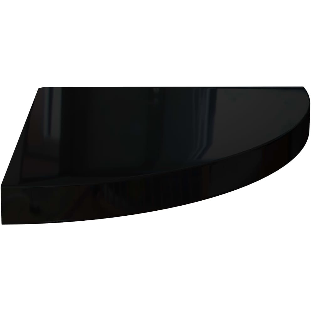 vidaXL Floating Corner Shelf High Gloss Black 13.8&quotx13.8&quotx1.5" MDF