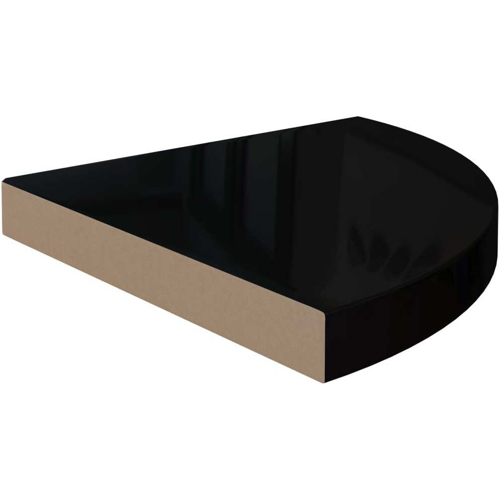 vidaXL Floating Corner Shelf High Gloss Black 13.8&quotx13.8&quotx1.5" MDF