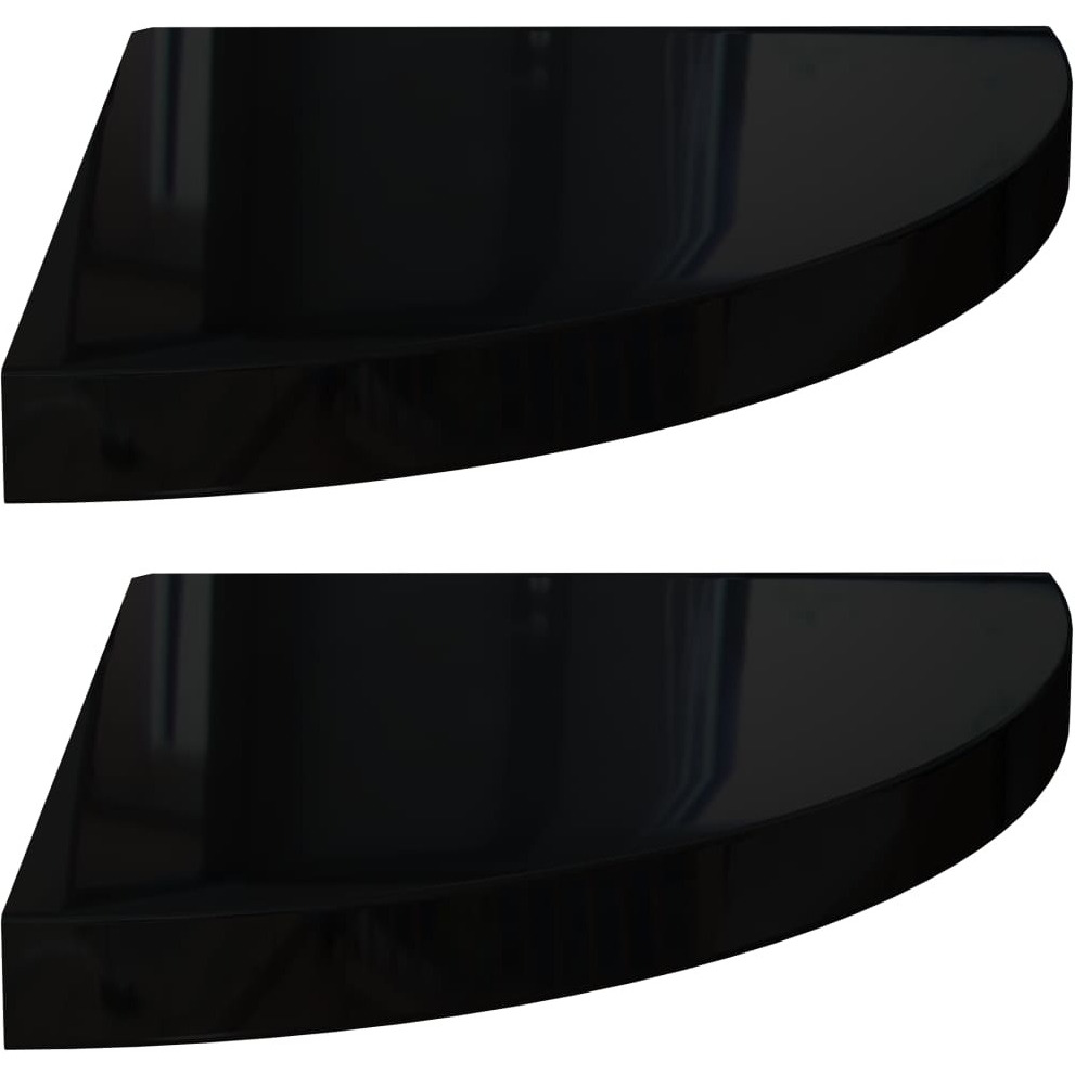 vidaXL Floating Corner Shelves 2 pcs High Gloss Black 13.8&quotx13.8&quotx1.5" MDF