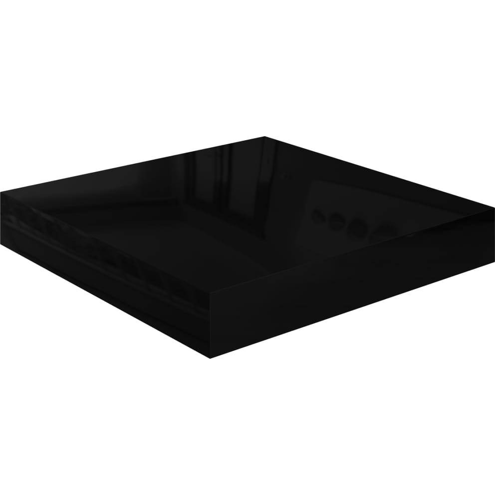 vidaXL Floating Wall Shelves 2 pcs High Gloss Black 9.1&quotx9.3&quotx1.5" MDF