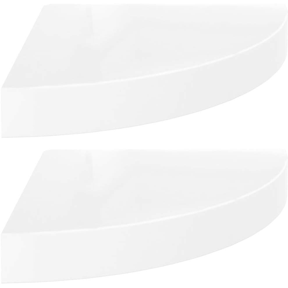 vidaXL Floating Corner Shelves 2 pcs High Gloss White 9.8&quotx9.8&quotx1.5" MDF