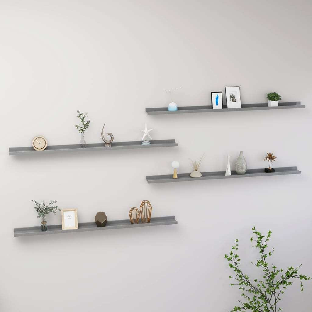 vidaXL Wall Shelves 4 pcs Gray 45.3&quotx3.5&quotx1.2&quot