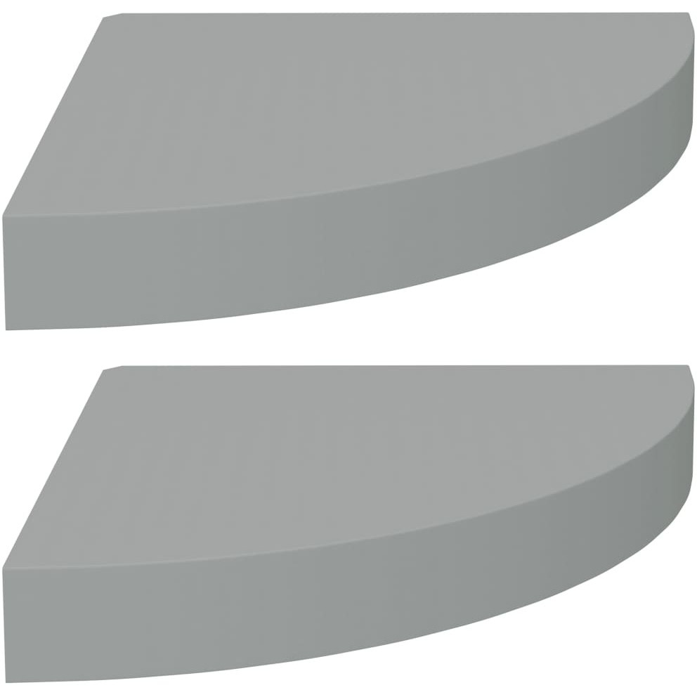 vidaXL Floating Corner Shelves 2 pcs Gray 9.8&quotx9.8&quotx1.5" MDF