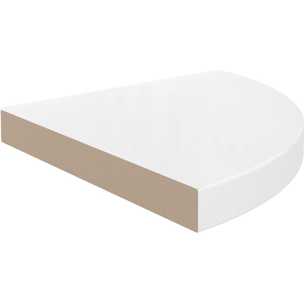 vidaXL Floating Corner Shelf High Gloss White 13.8&quotx13.8&quotx1.5" MDF