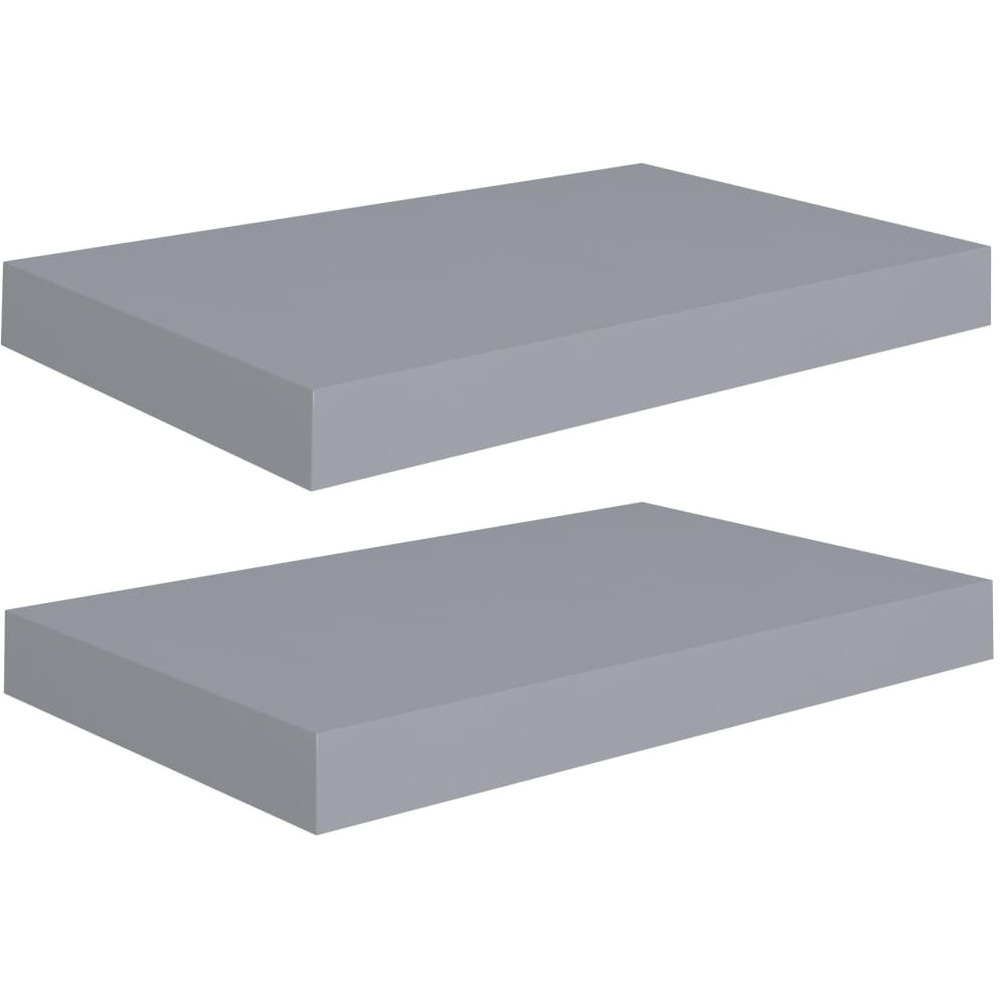 vidaXL Floating Wall Shelves 2 pcs Gray 15.7&quotx9.1&quotx1.5" MDF