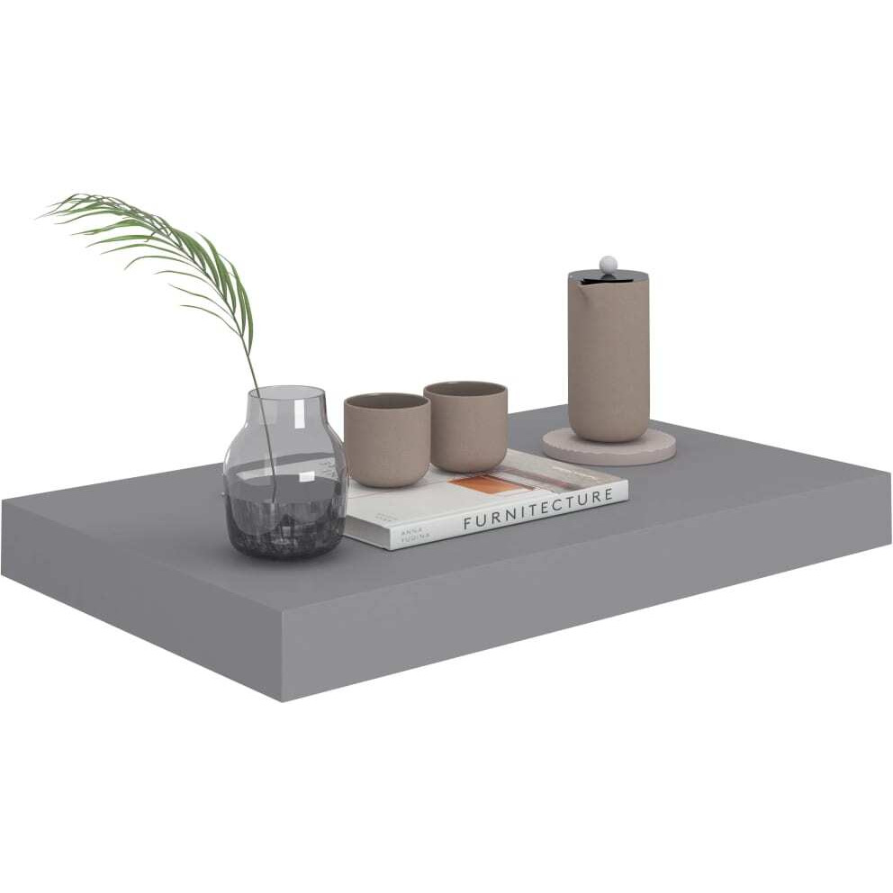 vidaXL Floating Wall Shelves 2 pcs Gray 15.7&quotx9.1&quotx1.5" MDF