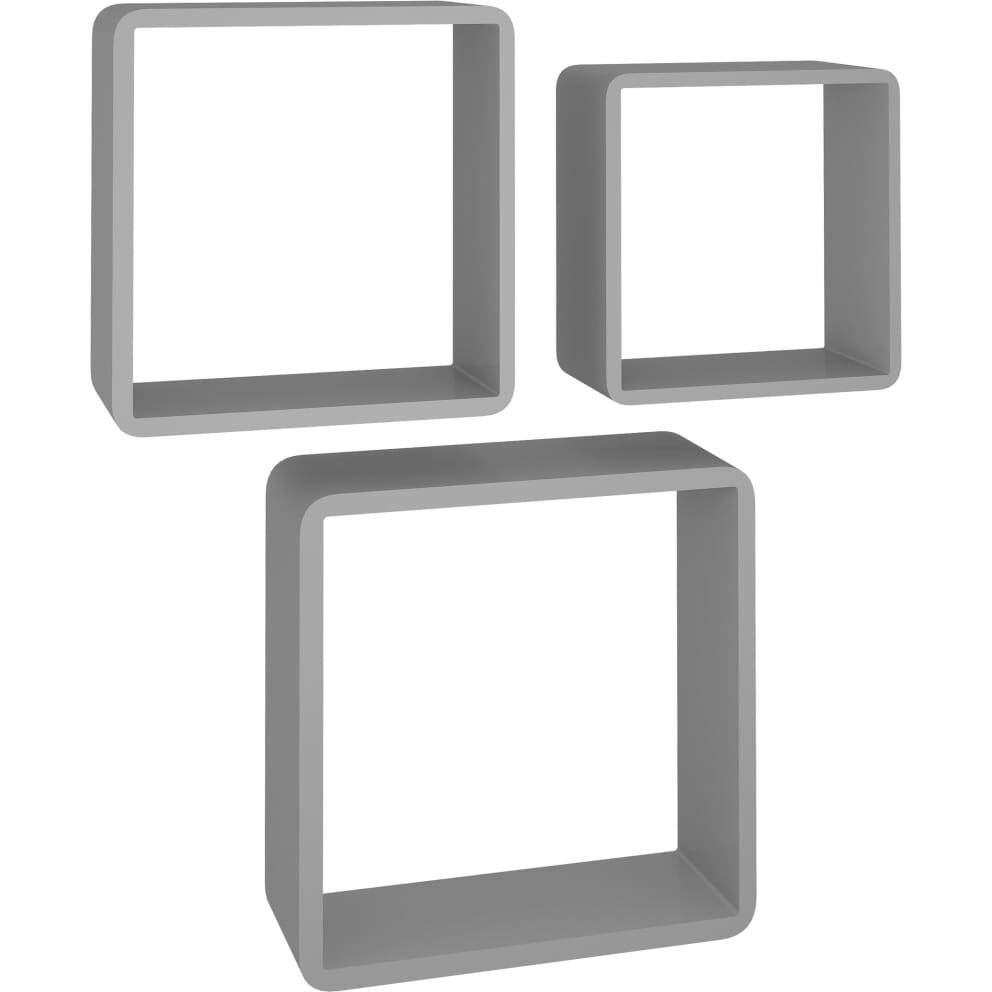vidaXL Wall Cube Shelves 3 pcs Gray MDF
