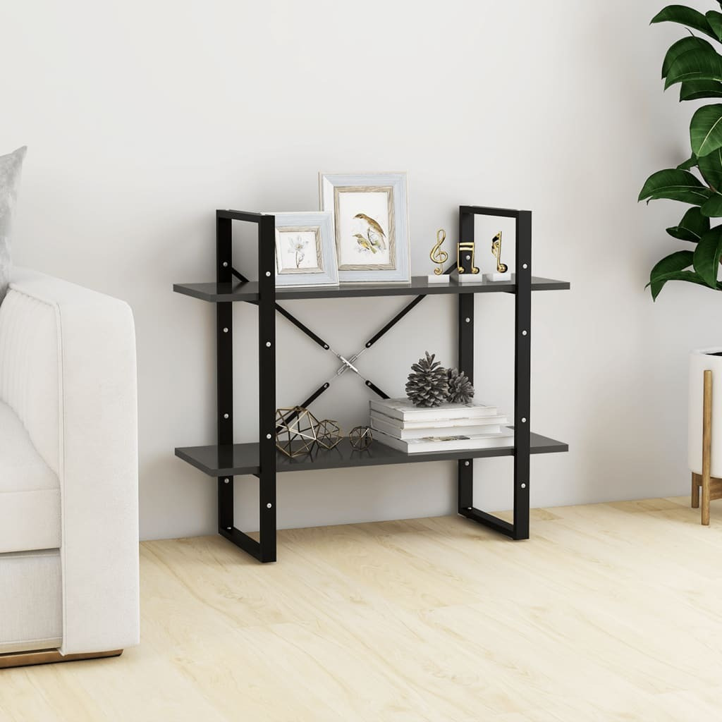vidaXL 2-Tier Book Cabinet Gray 31.5&quotx11.8&quotx27.6" Engineered Wood