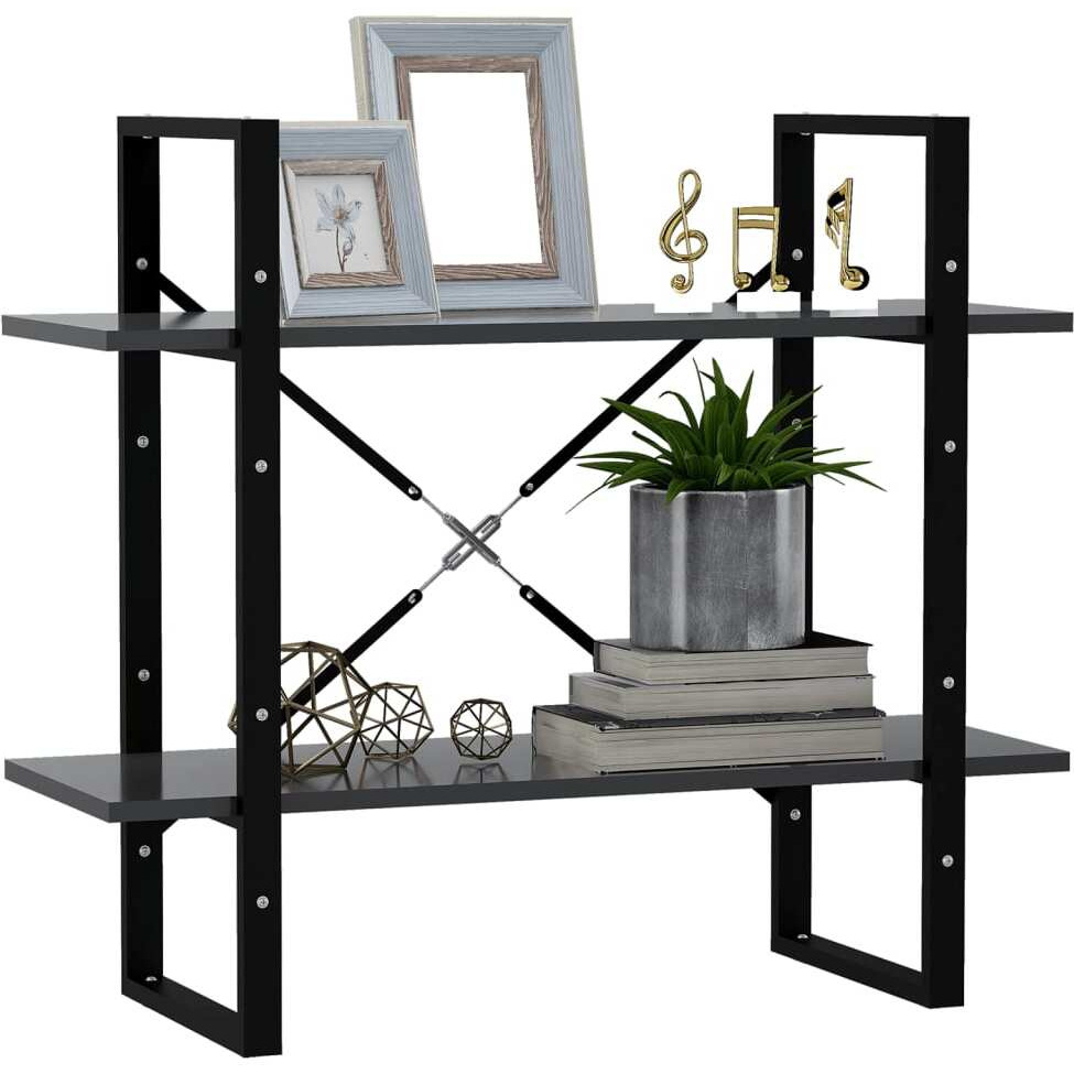 vidaXL 2-Tier Book Cabinet Gray 31.5&quotx11.8&quotx27.6" Engineered Wood