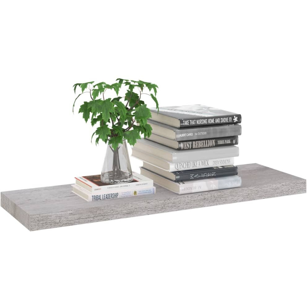 vidaXL Floating Wall Shelf Concrete Gray 31.5&quotx9.3&quotx1.5" MDF